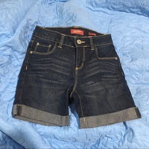 arizona midi dark jean shorts NWOT
